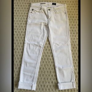AG Stevie, White, Cuff Petite Jeans